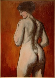 Nudo femminile su sfondo rosso
