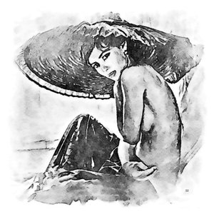 Donna con grande cappello