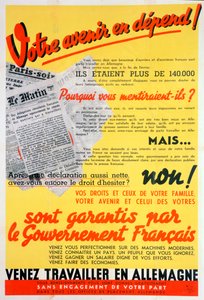 Poster dei lavoratori francesi per la Germania, c. 1942-c. 1944