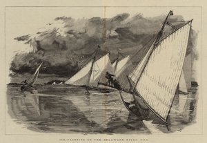 Ice-Yachting sul fiume Delaware, USA