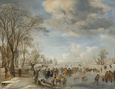 Inverno in Olanda: Scena di pattinaggio da Aert van der Neer