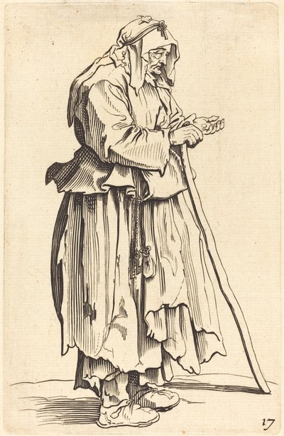 Mendicante che riceve carità da After Jacques Callot