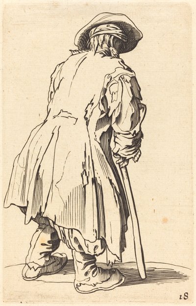 Vecchio mendicante con una stampella da After Jacques Callot