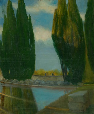 Paesaggio con lago, c.1890-98 da Akos Aranyossy