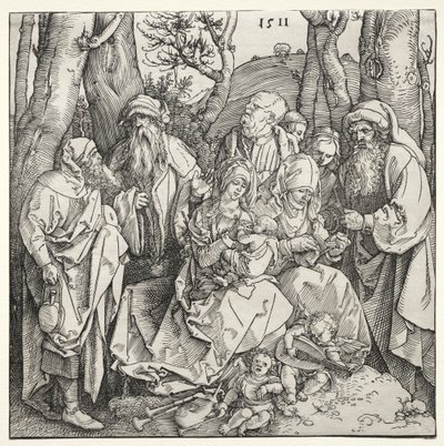 La Sacra Famiglia con due angeli musicisti da Albrecht Dürer