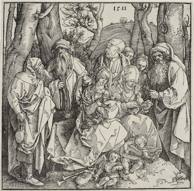 La Santa Parentela e due angeli musicali da Albrecht Dürer