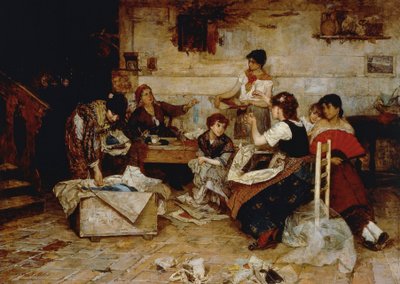 Donne che lavorano le perle da Alessandro Milesi