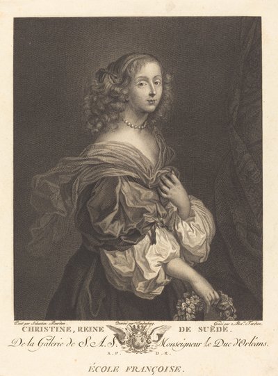 Regina Cristina di Svezia da Alexandre Tardieu after Sébastien Bourdon after Charles Auguste van den Berghe