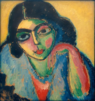 Capelli neri su sfondo giallo da Alexej von Jawlensky