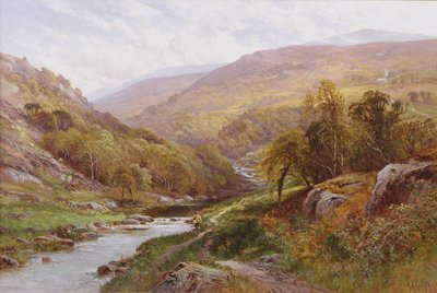 Un pescatore presso un ruscello delle Highlands da Alfred Augustus Glendening