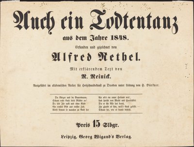 Anche una danza macabra: Pagina del titolo da Alfred Rethel