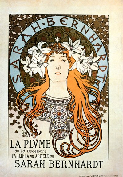 Sarah Bernhardt, La Plume, 15 dicembre 1896 da Alphonse Mucha