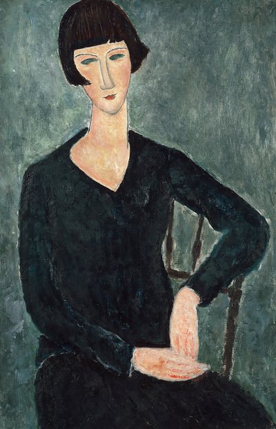 Donna seduta con abito blu da Amedeo Modigliani