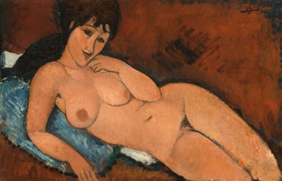 Nudo su un cuscino blu da Amedeo Modigliani