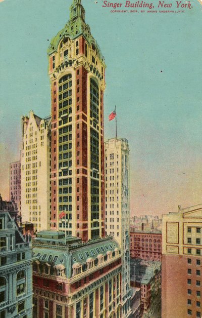 Singer Building, New York, c.1900-09 da American School