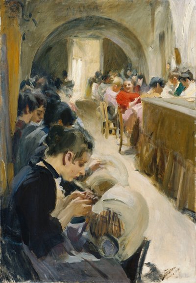 Le merlettaie; Spetsknypplerskor, 1894 da Anders Leonard Zorn