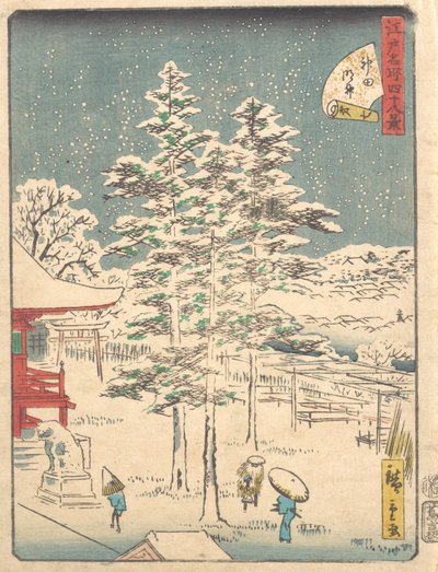 Tempio di Kanda sotto la neve, 1861 da Ando Hiroshige