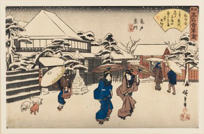 Stampa su blocchi di legno - Signore nella neve, 1797-1858 da Ando Hiroshige