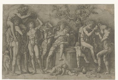 Baccanale con satiri e baccanti presso il torchio da Andrea Mantegna