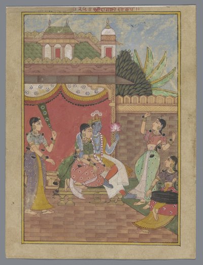 Radha e Krishna in un palazzo (Ragamala) da Anonymous