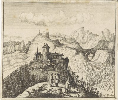 Paesaggio montuoso con vendemmiatori da Anthonie de Winter (attributed to)