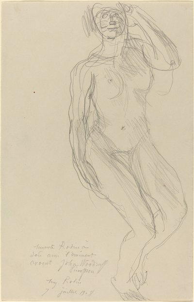 Nudo femminile seduto che guarda avanti da Auguste Rodin