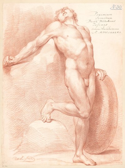 Nudo maschile in piedi, visto di fronte da Bartholomeus Ziesenis