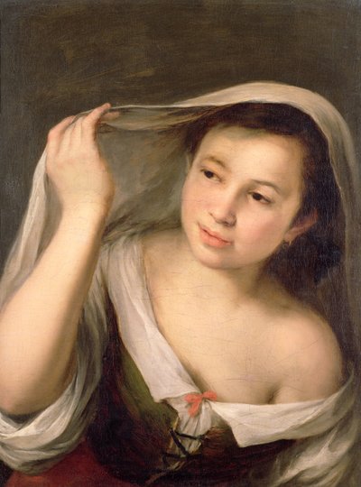 Una giovane ragazza che solleva il velo da Bartolomé Esteban Murillo