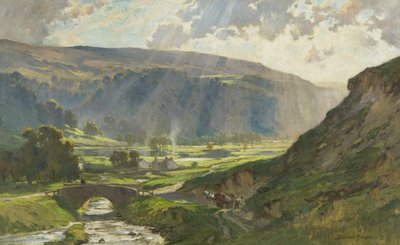 Le colline velate dal sole di Wharfedale da Bertram Priestman