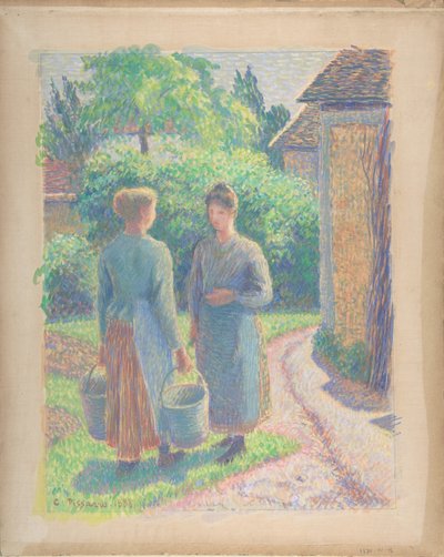 Due donne in un giardino da Camille Pissarro