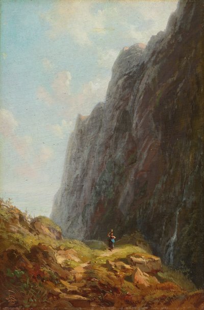 Paesaggio montano con pastorella nella zona del Wendelstein da Carl Spitzweg