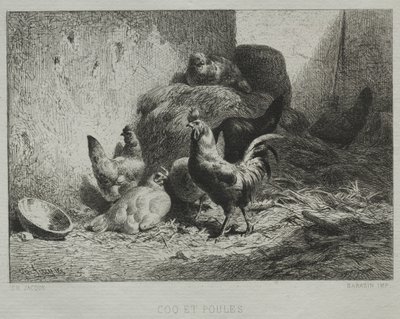 Gallo e galline da Charles Emile Jacque