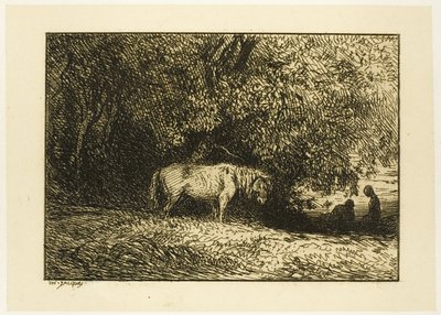 Cavallo in un bosco da Charles Emile Jacque