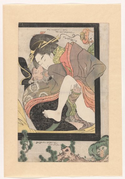 Olandese con una cortigiana giapponese da Chokosai Eishô (attributed to)