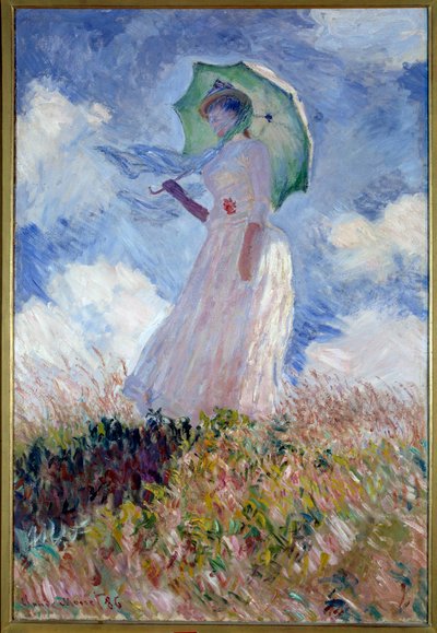 Donna con parasole girata a sinistra da Claude Monet