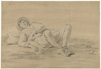 Giovane uomo sdraiato da Cornelis Saftleven