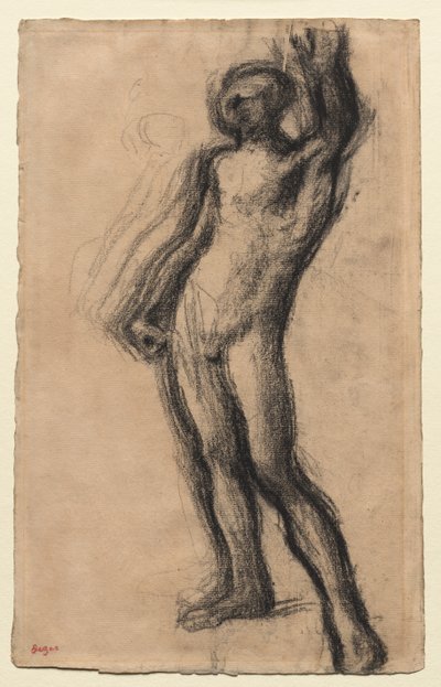 Uomo nudo in piedi, con la mano sinistra alzata da Edgar Degas