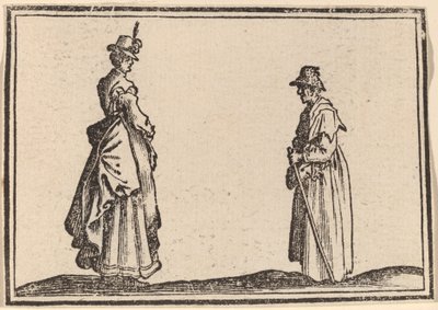 Due donne di profilo da Edouard Eckman after Jacques Callot