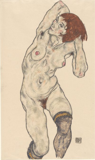 Nudo con calze nere da Egon Schiele