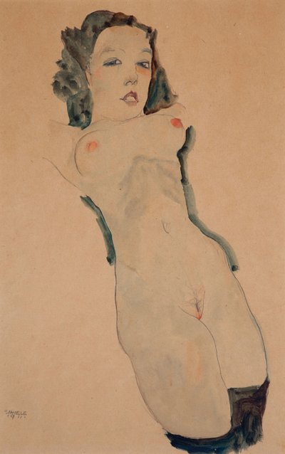 Nudo Reclino con Calze Nere da Egon Schiele