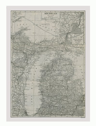 Mappa del Michigan, USA, c1900 da Emery Walker