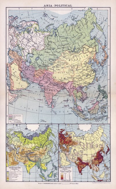 Asia, politica (litografia a colori) da English School