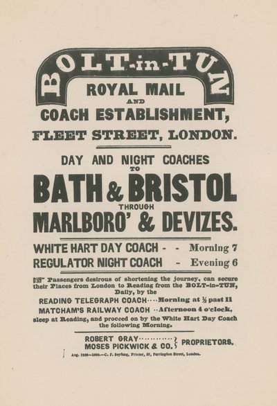 Bolt-in-Tun Royal Mail and Coach Establishment da English School