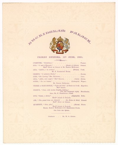 Concerto a Buckingham Palace, 13 giugno 1890 da English School