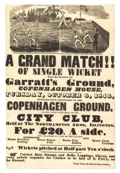 Partita di cricket, 6 ottobre 1846 da English School