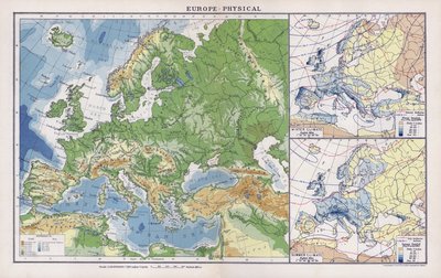 Europa, fisica (litografia a colori) da English School