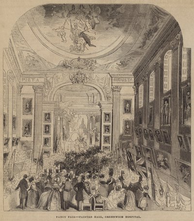 Fancy Fair, Painted Hall, Greenwich Hospital (incisione) da English School