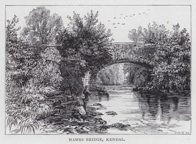 Ponte di Hawes, Kendal (incisione) da English School