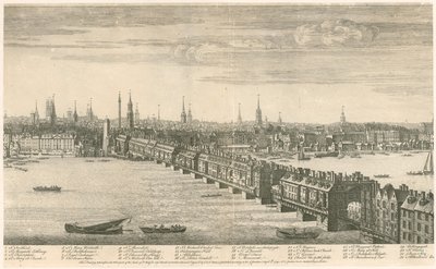 Vecchio London Bridge - Vista di Bucks 1749 da English School