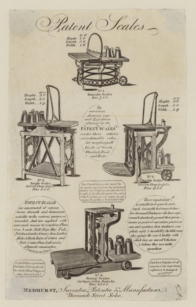 Fabbricante di bilance, Medhurst, biglietto da visita da English School